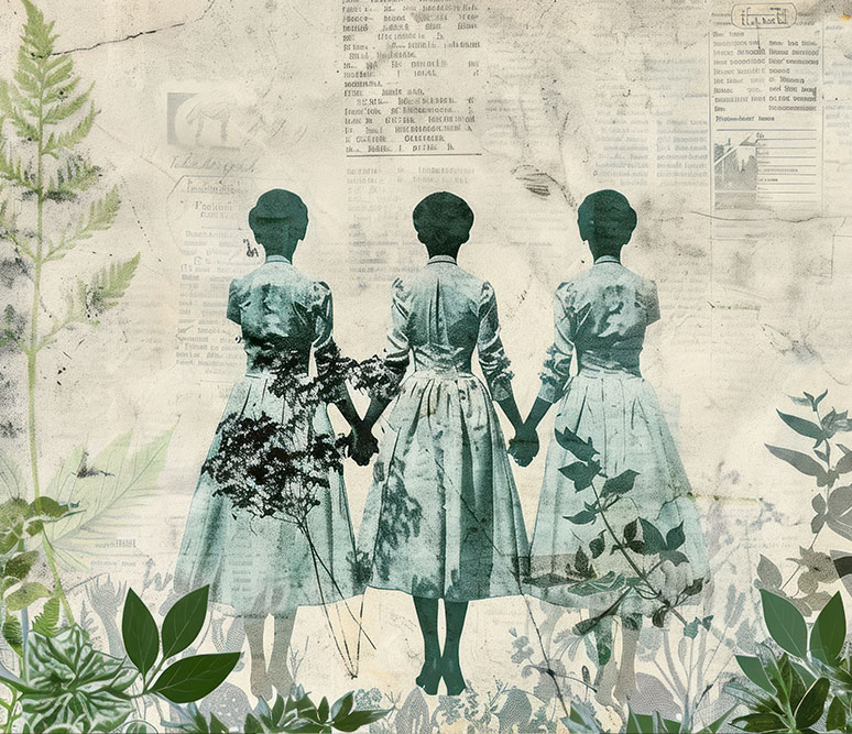 salt+cave+angel+circle three women holding hands collage