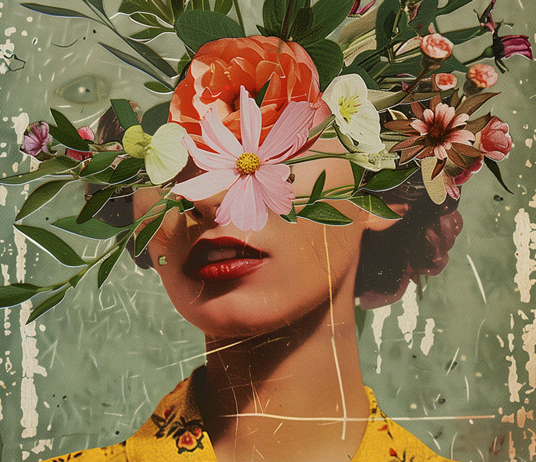 salt+cave+angel+circles+wonderful+things collage of a woman with flowers for hair